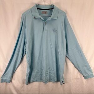 Ashworth - Men’s long Sleeve Polo Shirt - Light Blue - Large